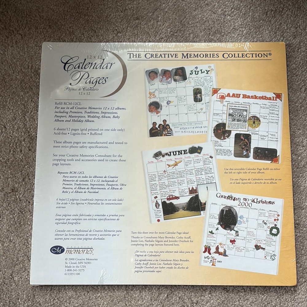 Creative Memories 12x12 Calendar Pages - White